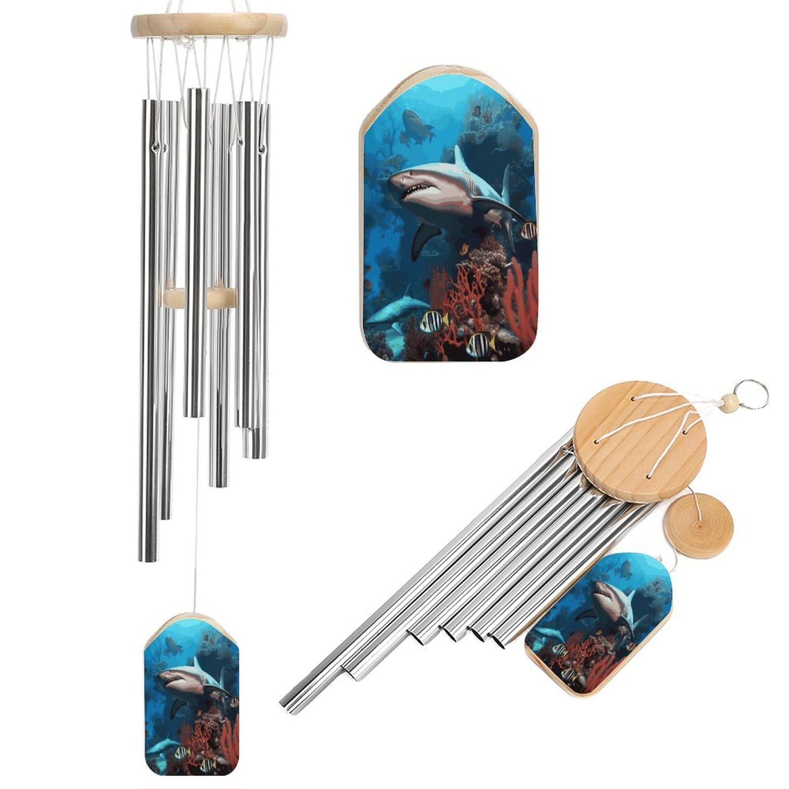 Adfgyerh Style Submarine Shark Coral Wind Chimes For Outside, Memorial Windchimes Deep Tone Soothing Melodic Tones, Sympathy Wind Chimes For Patio Home Or Garden Decor