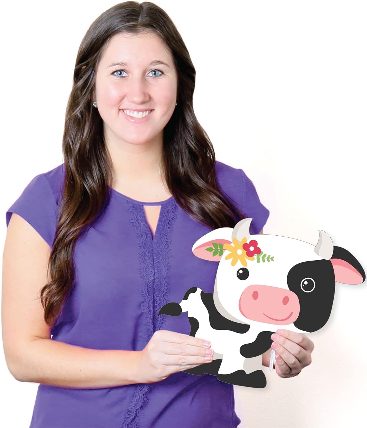 Big Dot of Happiness Girl Farm Animals - Lawn Decorations - Outdoor Pink Barnyard Baby Shower or Birthday Party Yard Decorations - 10 Piece