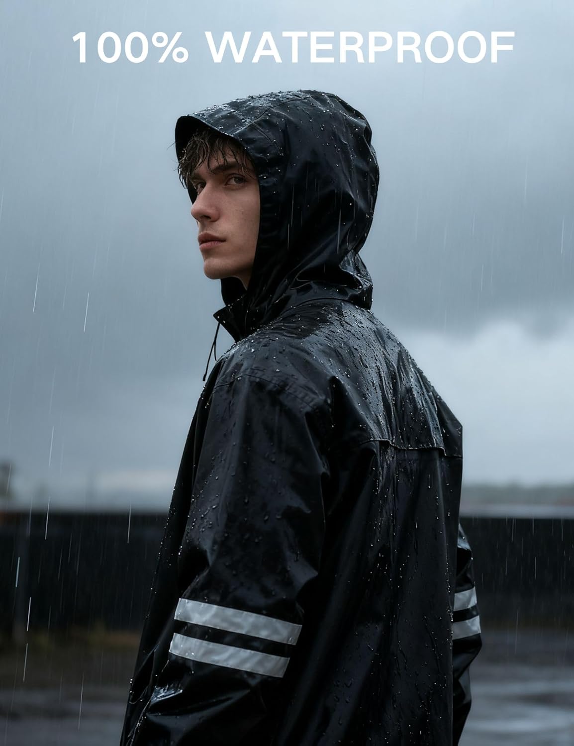 Waterproof Rain Suit for Women, Durable Rain Jacket and Pants 2 Piece Rain Gear Outdoor Reflective Raincoat - Image 4