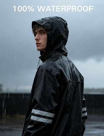 Waterproof Rain Suit for Women, Durable Rain Jacket and Pants 2 Piece Rain Gear Outdoor Reflective Raincoat