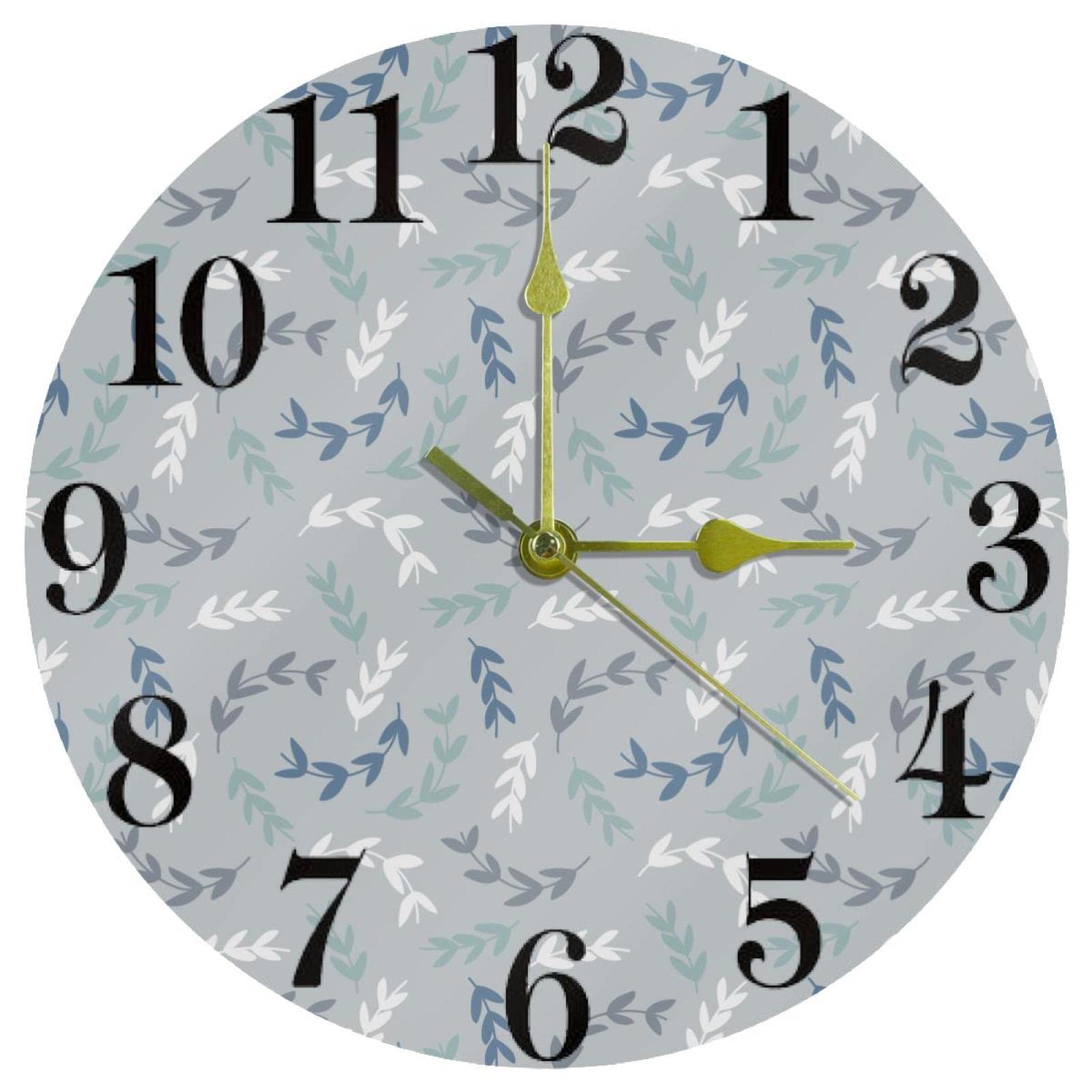 Horloge murale à quartz de 25,4 cm motif branches bleues