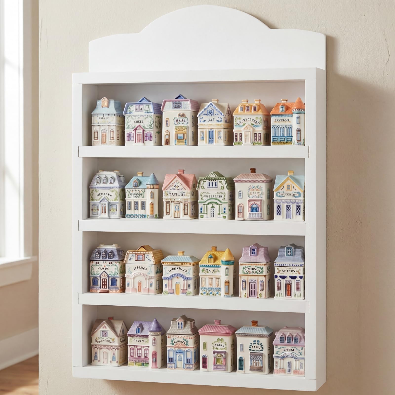 Amazon.com: Chunful Vintage Spice Jar Wooden Rack White Elegant