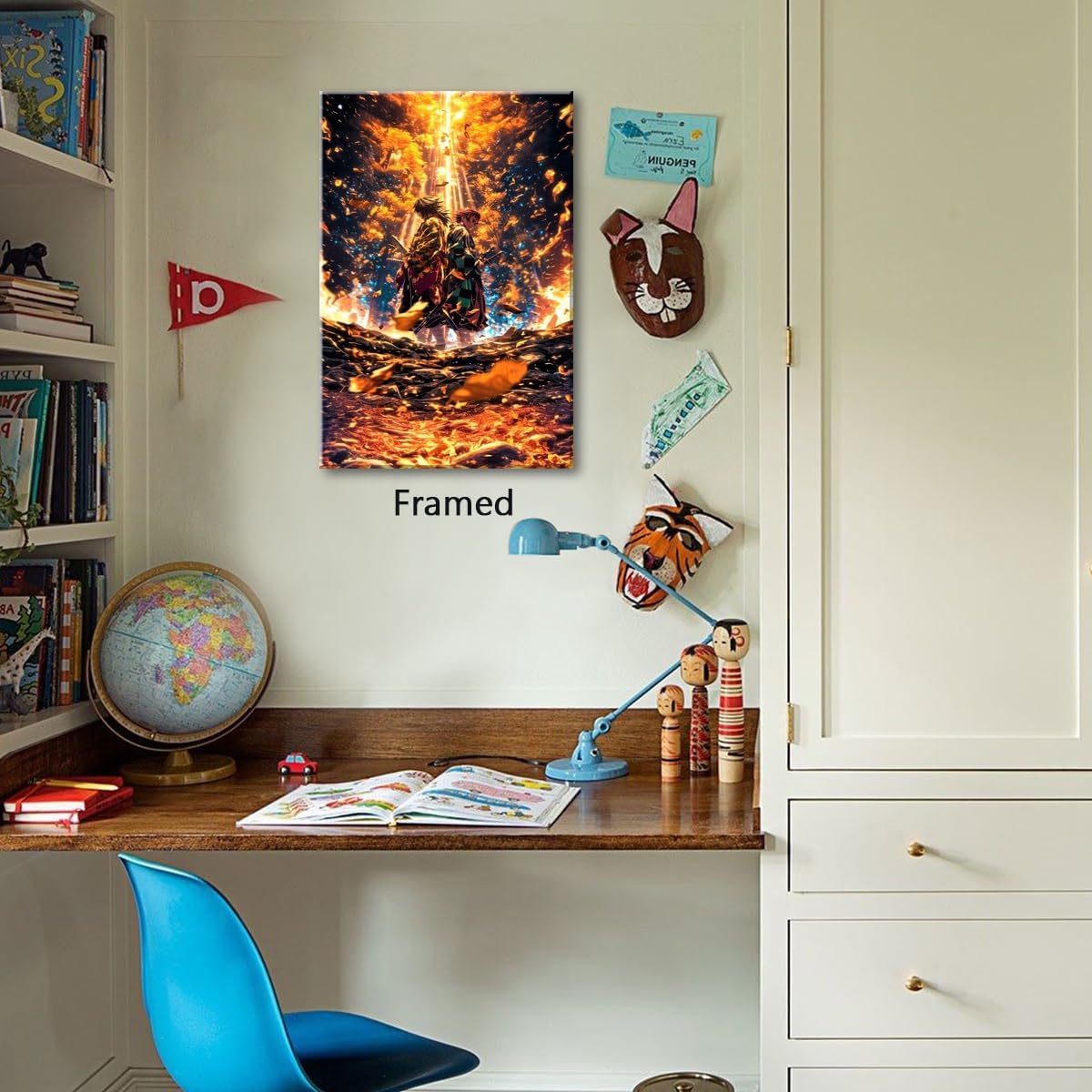 Framed Anime Demon Slayor Poster For Fans Kids Birthday Gifts-Manga Lovers Posters Canvas Art Print Manga Picture For Teen Girls/Boys Room Bedroom Wall Decor