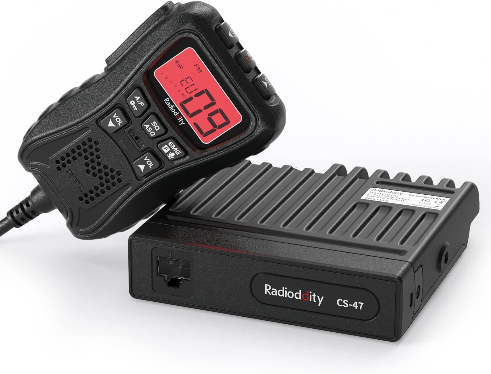 Radioddity CS-47 Mini CB Radio, AM/FM, 40-Channel, One Hander Microhone Built-in Speaker Noise Reduction, Large 7-Color Backlit LCD Display, VOX, RF Gain Long-Range for Offroad, Trucker, Backcountry