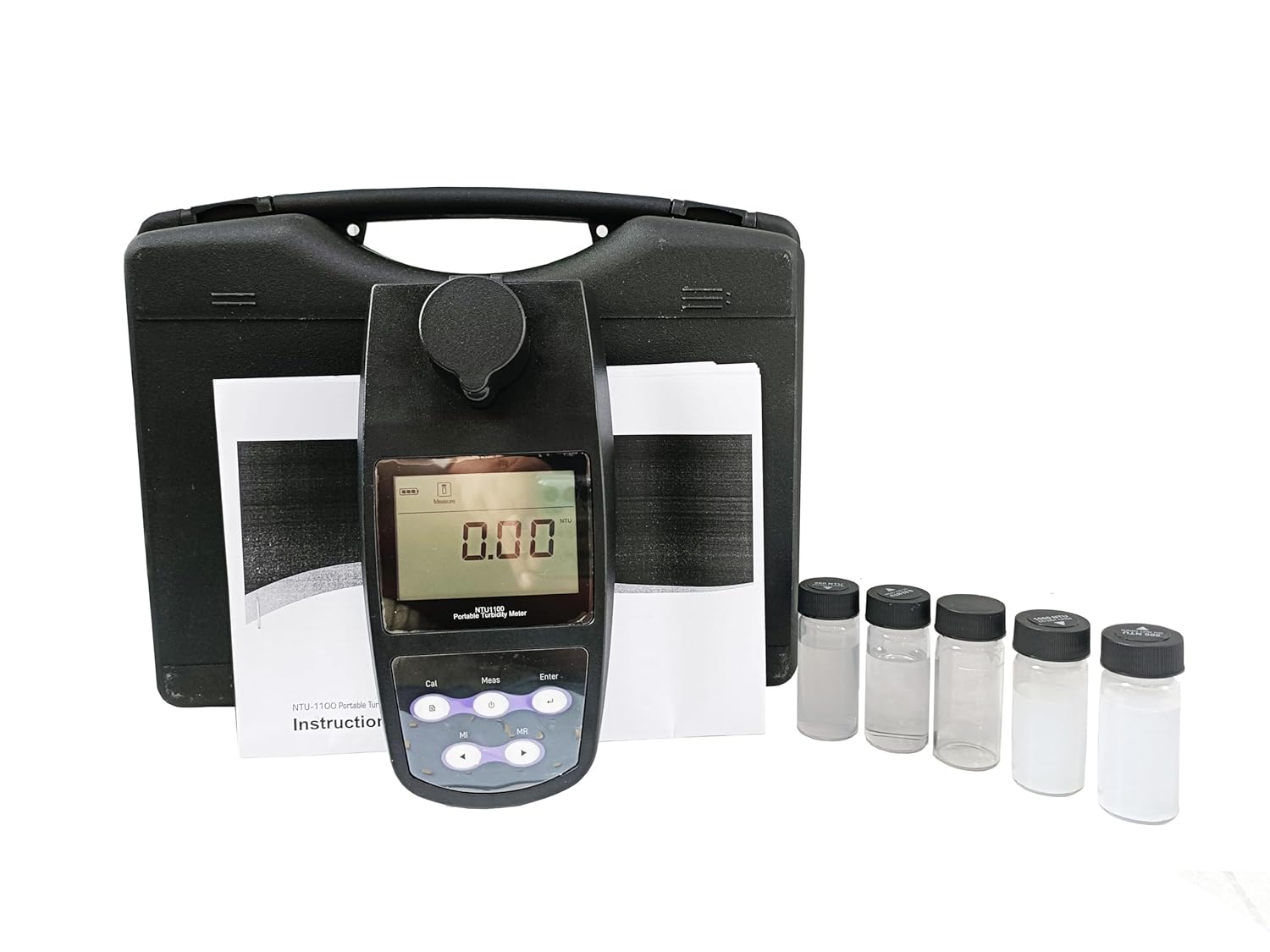 Turbidity Meter Tester Analyzer Portable Turbidimeter with Calibration Standards Solution 2 to 5 Points Calibration Range 0~1100NTU/FNU 0~275EBC 0~9999ASBC Selectable Turbidity Units Data Storage