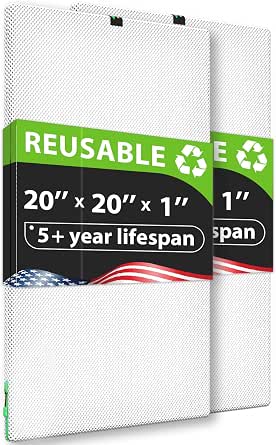 Reair 20x20x1 Air Filter Pro Kit – Washable, Reusable MERV 8 with 2 Filters and Frame