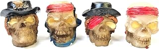 Eclipse Novelty Glow In The Dark Pirate Skull Design Hand Painted Resin Cigarette Snuffer, 4ct, Smoke Head Stop, Butt32-4
