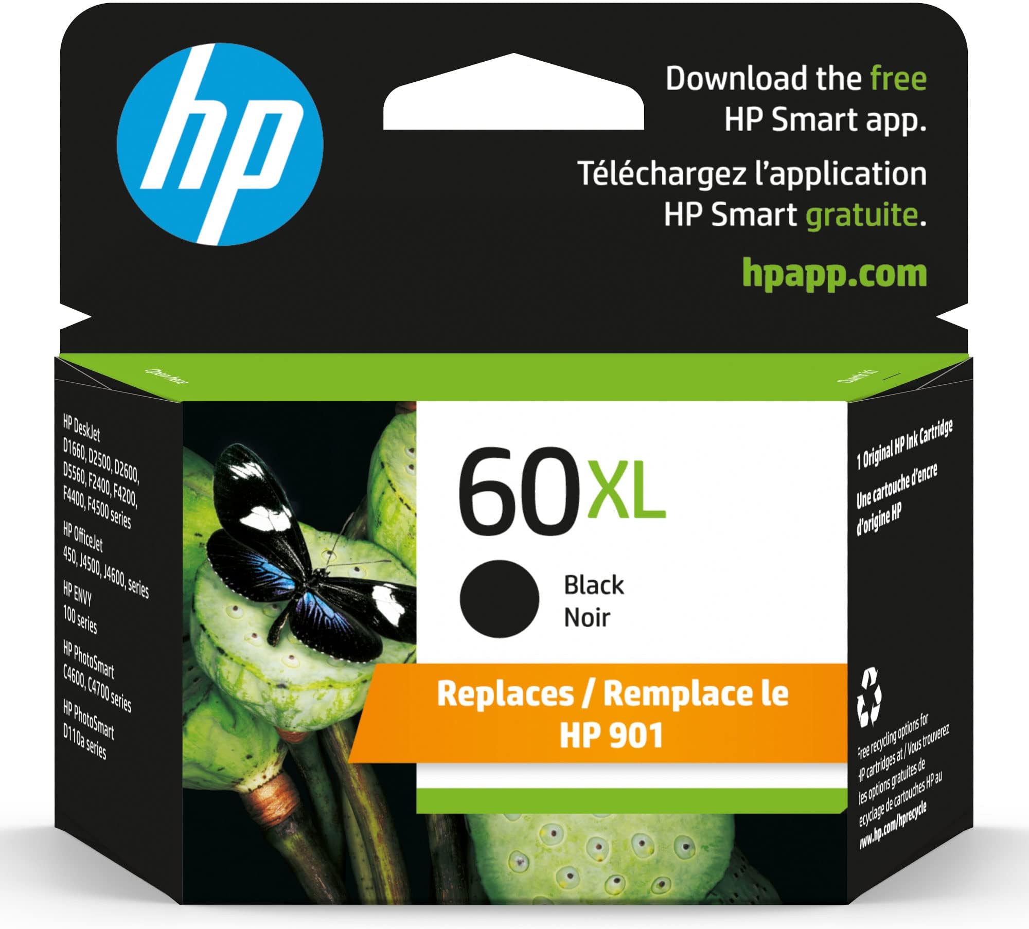 HP 60XL Black High Yield Original Ink Cartridge (CC641WN)