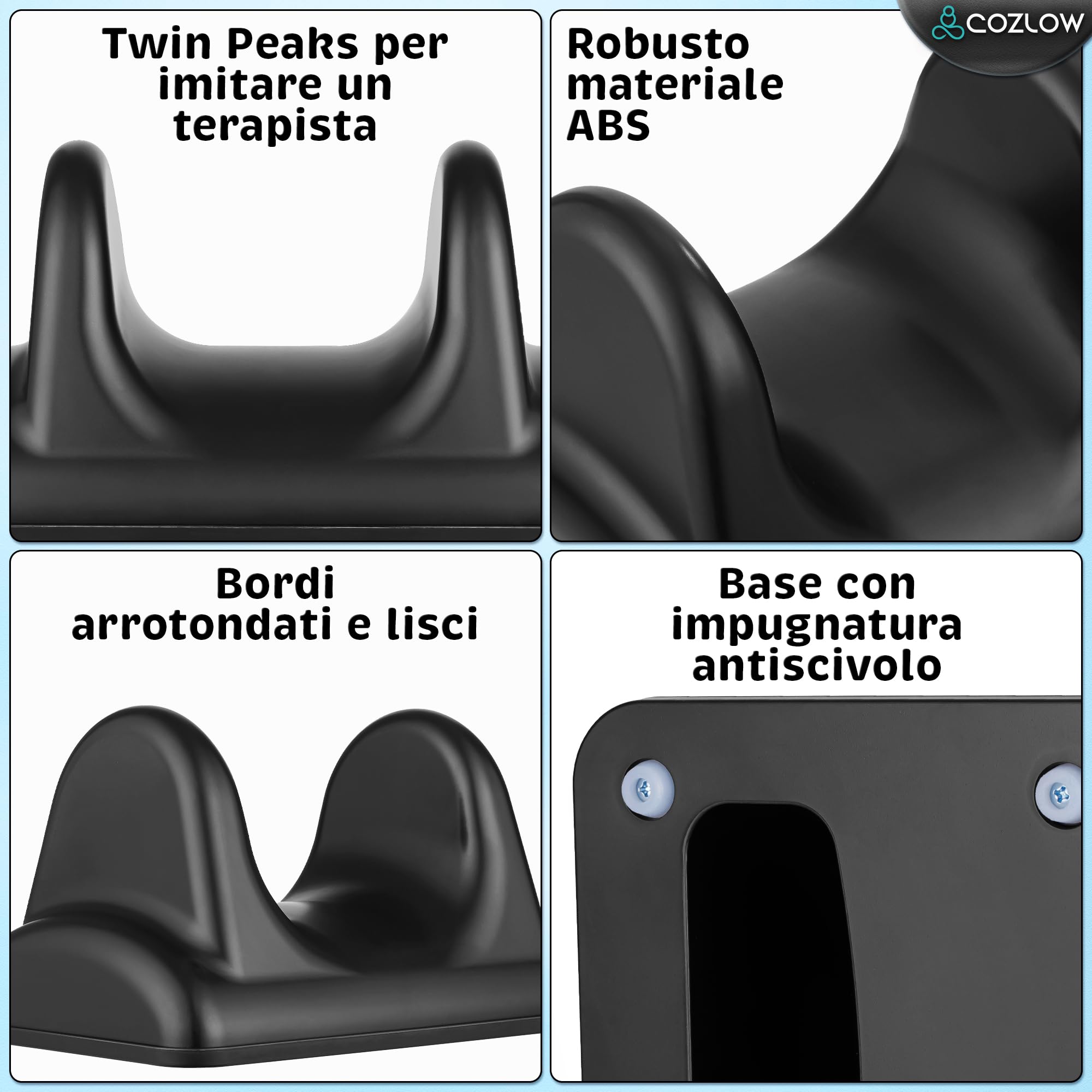 Strumento per massaggio con rilascio dello psoas - Nero - Barella per muscoli flessori di schiena e fianchi - Massaggiatore per tessuti profondi con punto trigger per alleviare il dolore - di Cozlow