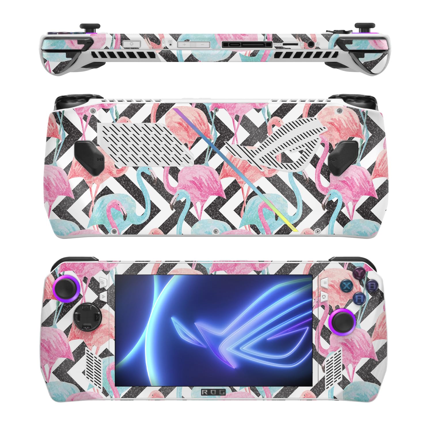 MightySkins Glossy Glitter Skin Compatible with Asus ROG Ally - Pop Flamingo | Protective, Durable High-Gloss Glitter Finish | Easy to Apply