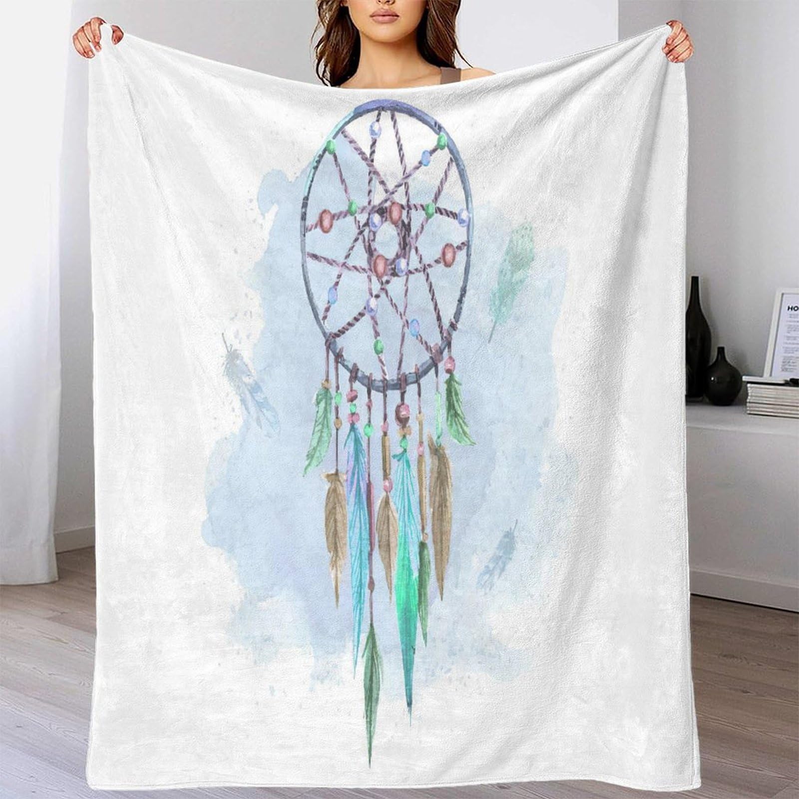 3D Druck Traumfänger Decke Mikrofaser Wohndeko Traumfänger Sofadecke Flauschig Warm für Schlafzimmer 80×90(200x230cm)