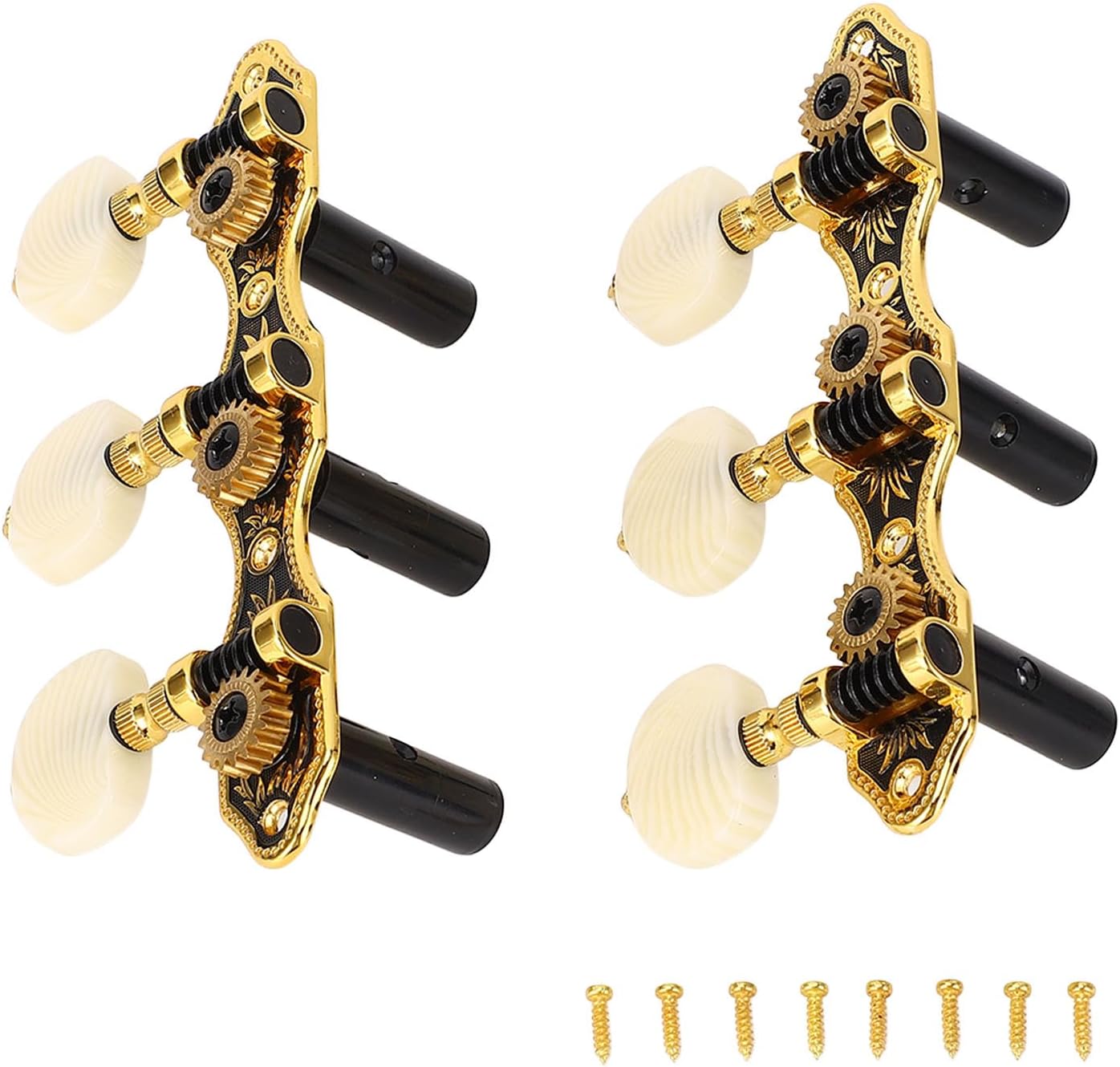 Guitar Locking Tuning Pegs Set, Classical String Locking Tuners, Elegant White Rectangular Buttons, Machine Heads Replacement
