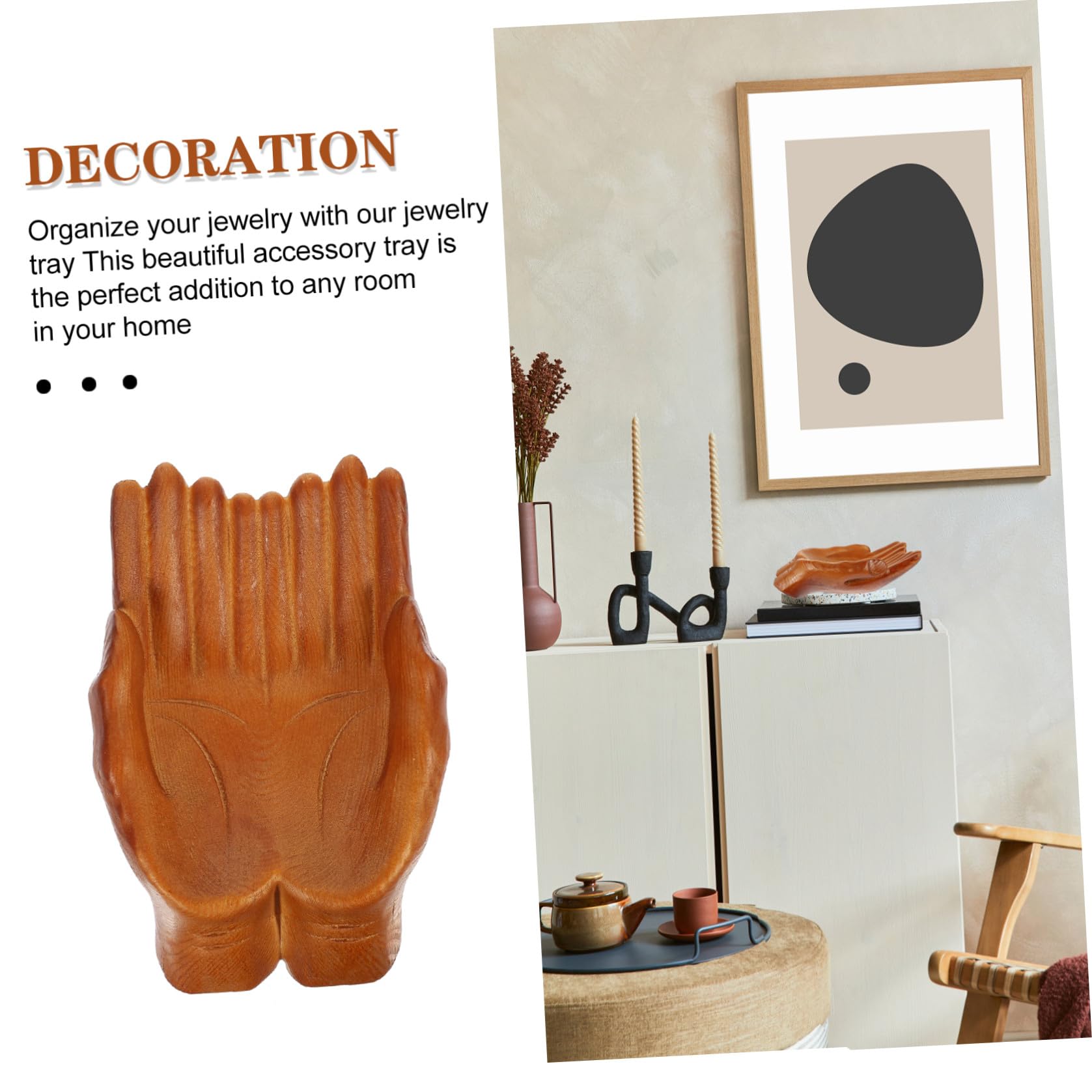 Beavorty Bandeja Decorativa de Madera Soporte para Collares y Pendientes Diseño Moderno y Delicado para Joyas Adecuado para Decoración del Hogar