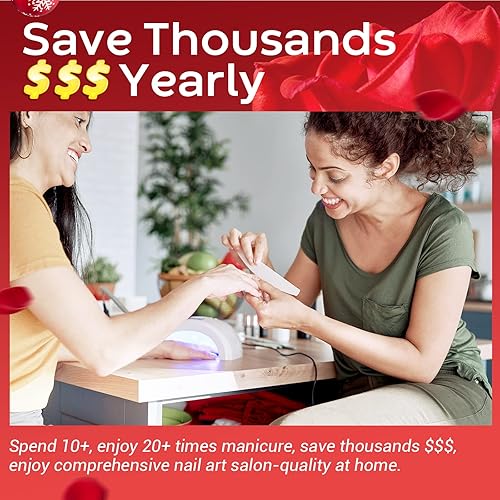 Miniatura 7 de Modelones - Esmalte de gel rojo, colores clásicos populares, semipermanente, con purpurina. Set de manicura para usar en casa y en el centro de