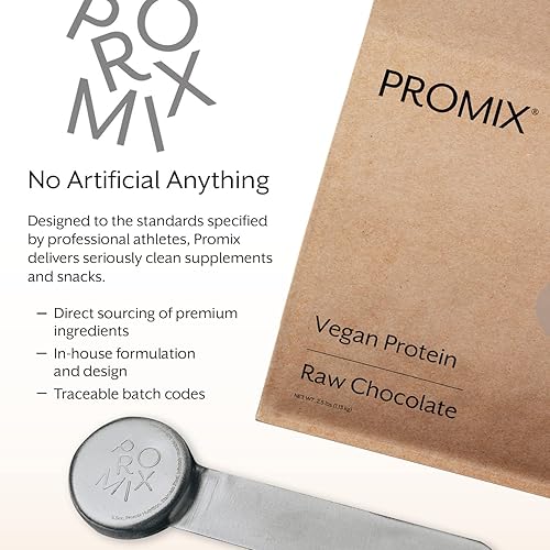 Miniatura 7 de Promix - Proteína vegana en polvo a base de plantas, chocolate crudo, 5 libras a granel, proteína de guisante y vitamina B-12, batidos de fitness y
