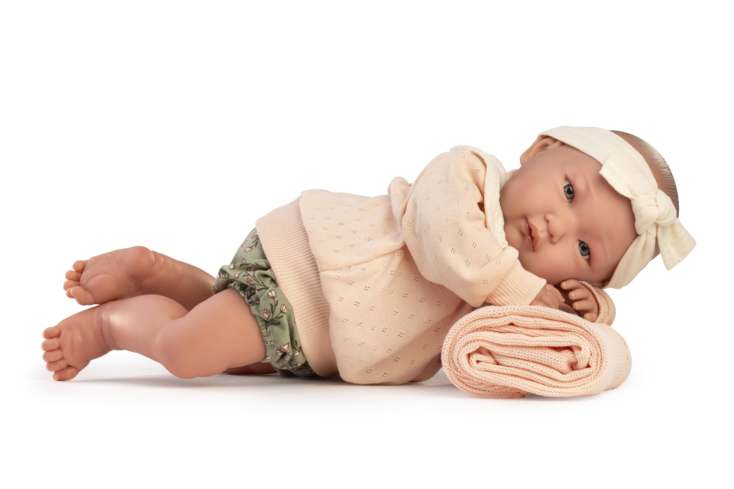 Muñecas Antonio Juan Mi Primer Reborn Alejandra con Lazo, Muñeca Reborn para Niños, Peluche con Accesorios
