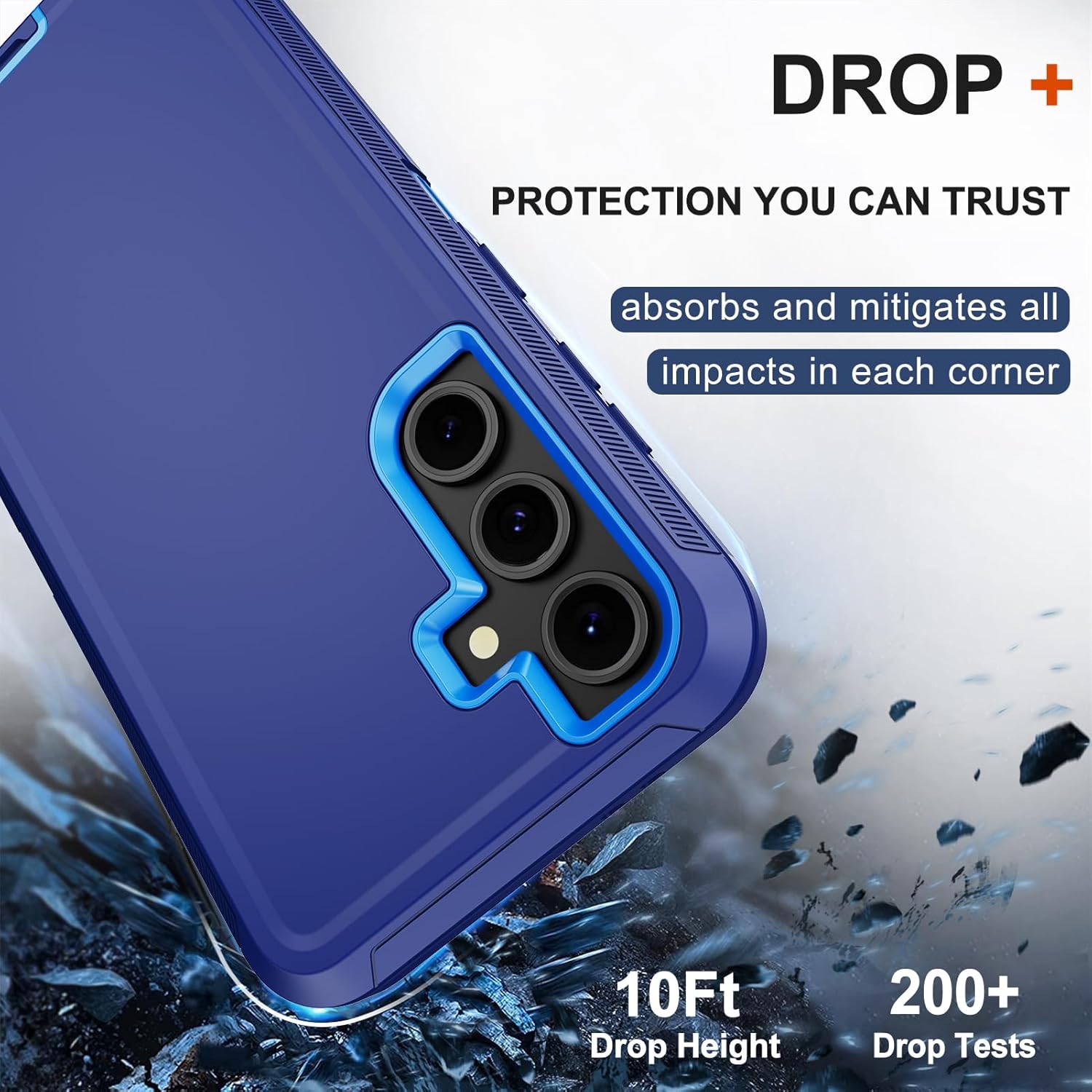 RubCase for Samsung Galaxy S24 FE Case with Belt Clip Holster, 2 x Screen Protector, Heavy Duty Military Grade Full Body Shockproof Rugged Protective Cover for Samsung Galaxy S24 FE Blue - Image 4