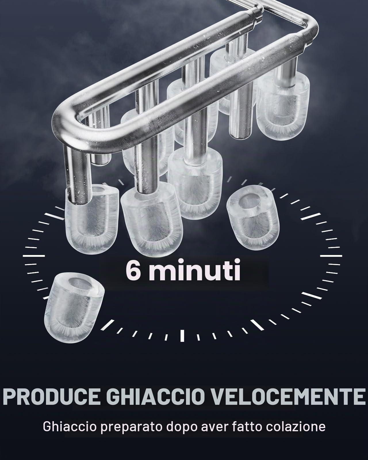 Silonn Macchina per il ghiaccio portatile, con manico per il trasporto, autopulente, con cestino e paletta, 9 cubi in 6 minuti, 12 kg al giorno, ideale per casa, cucina, campeggio, camper