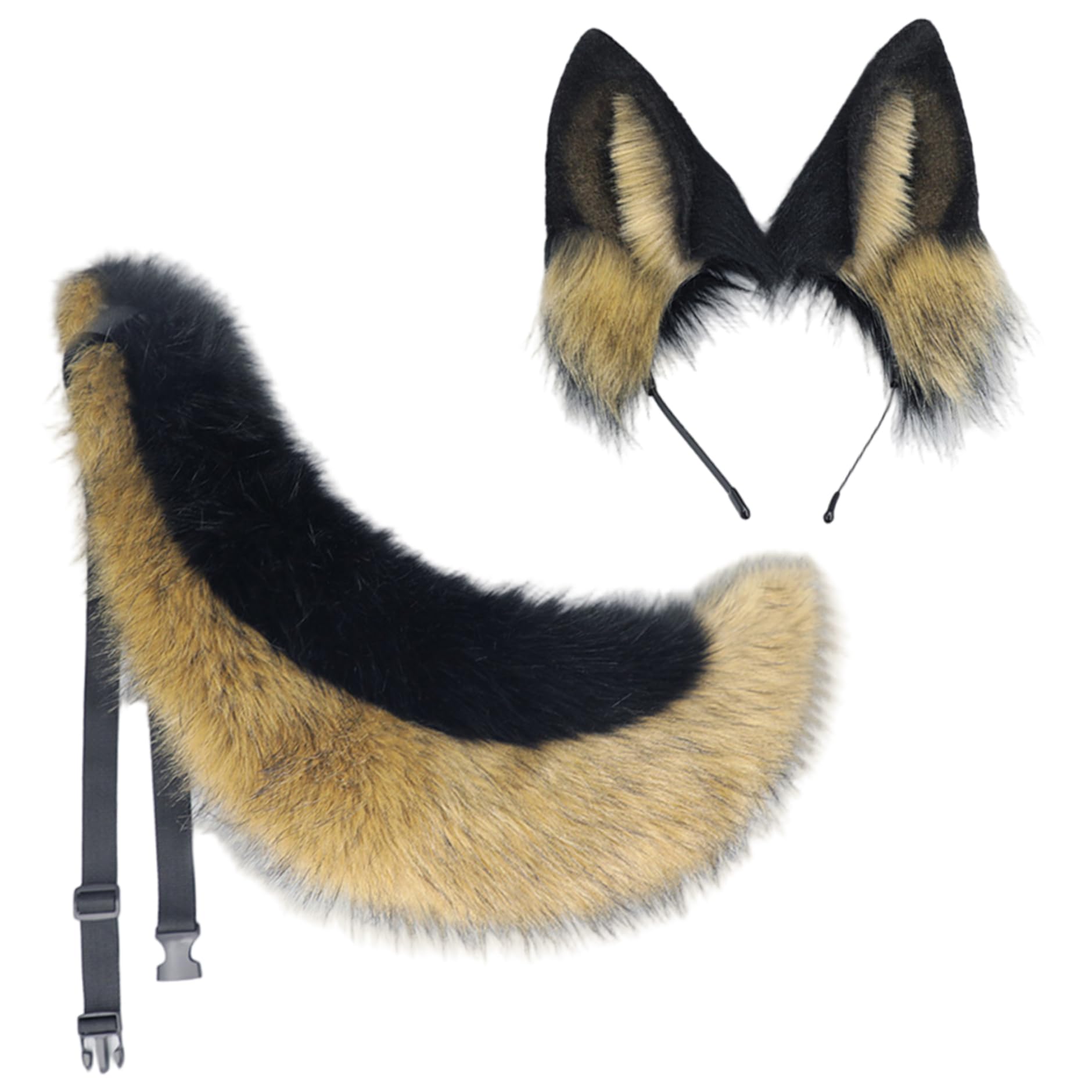 Ensemble oreilles et queue de loup en fausse fourrure douce