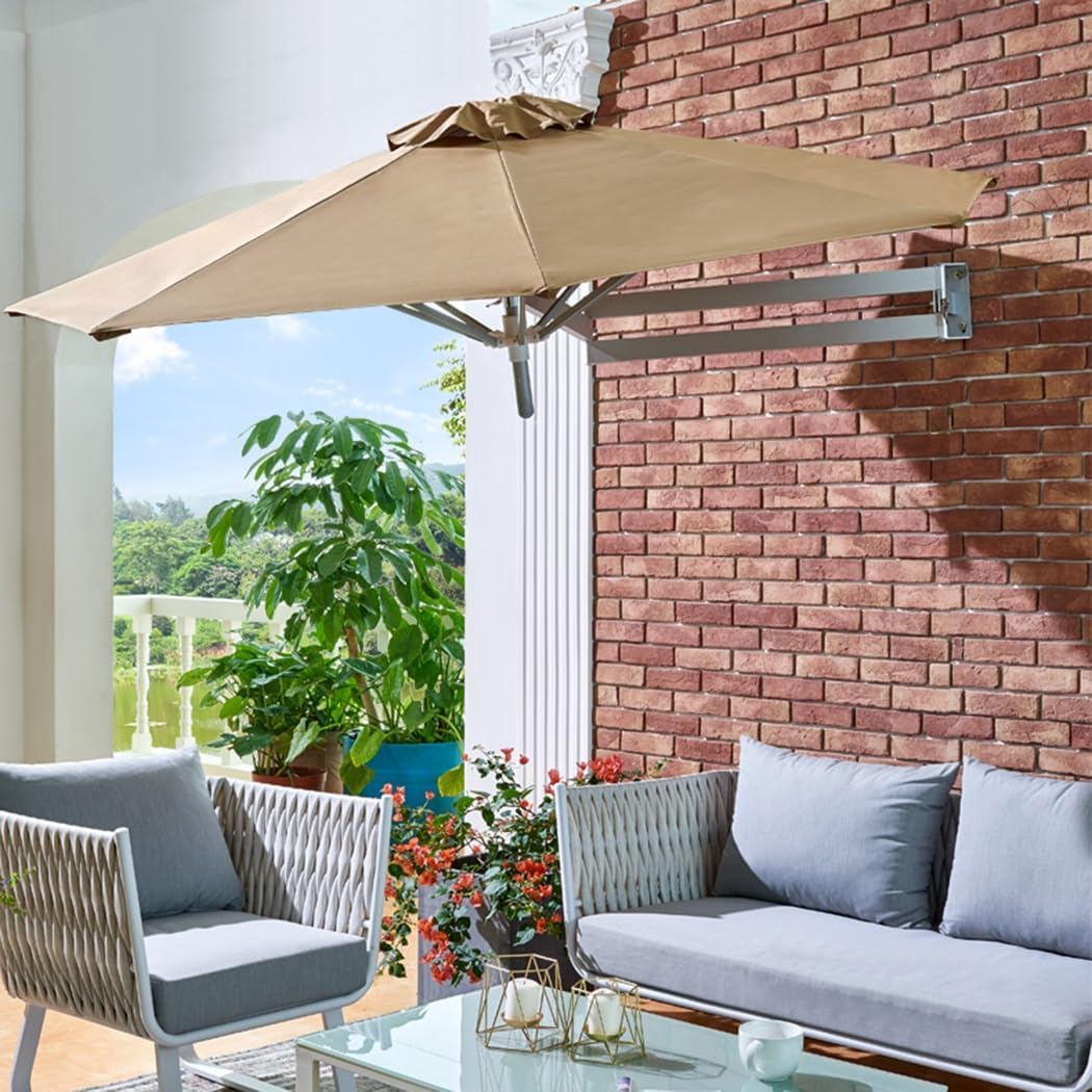 Wall-mounted Shading Umbrellas Sunshade With Adjustable Pole Outdoor Garden Patio Parasol Suitable For Gardens Courtyards Balconies Etc