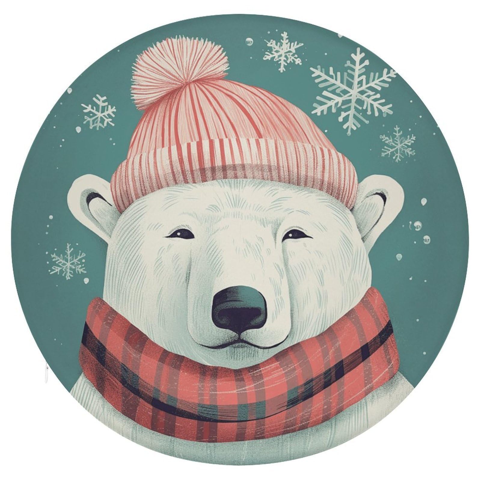 Wsoihfec Style Bear Wearing Hat Seat Cushion Round Chair Pad