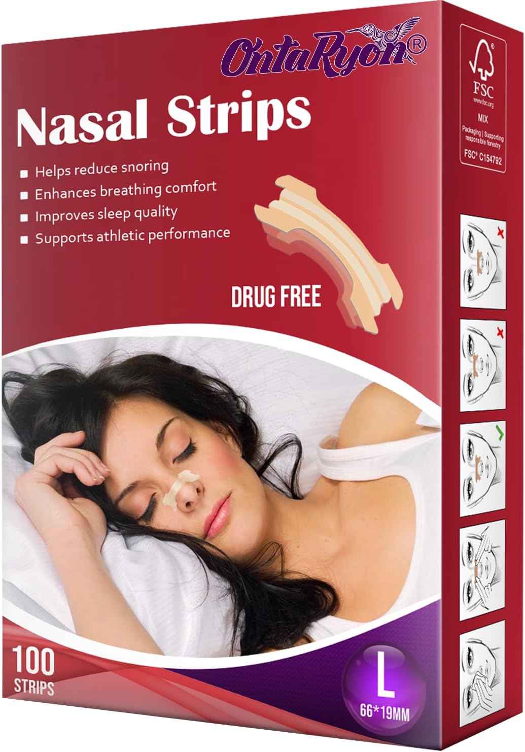 Nasal Strips (x100 Large) - Snore Reducing Aids for Men and Women, Helps Stop Snoring, Anti Snore Devices, Nose Strips for Better Breathing