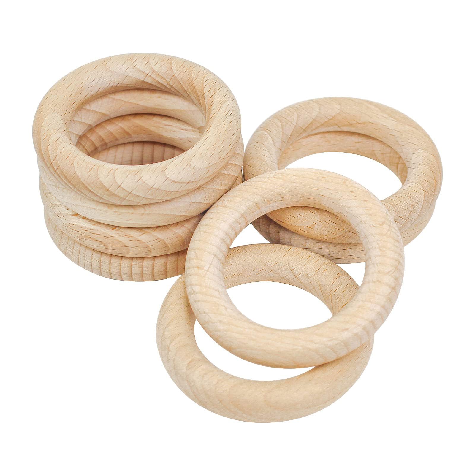 Lote de 10 Anillos de Madera Sin Acabar - Multi-Tamaño para Manualidades y Fabricación de Joyas - Anillos de Madera Natural en Blanco para Conectores de Colgantes, Suministros de Ma(Size:5.9in/150mm)