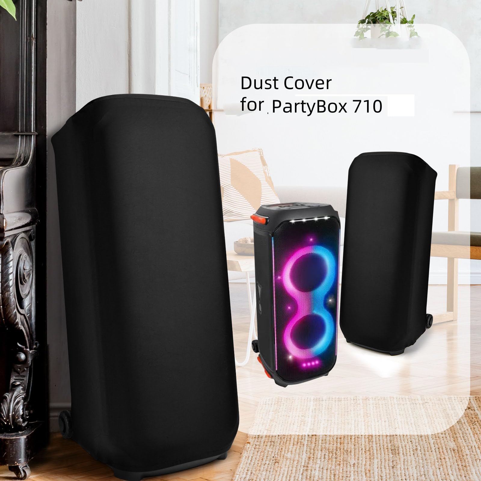Housse Anti-Poussière Lycra Pour JBL PartyBox 710 - Protection Élastique Noire Haut-Parleur Bluetooth
