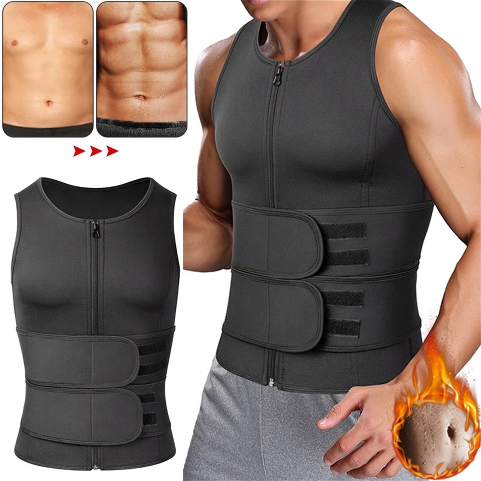 Prendas Moldeadoras Hombre Faja reductora for hombre, chaleco sauna, corsé fitness, moldeador de abdomen, faja, camiseta quema grasa, cinturón reductor(2 PCS Grey 3,M)