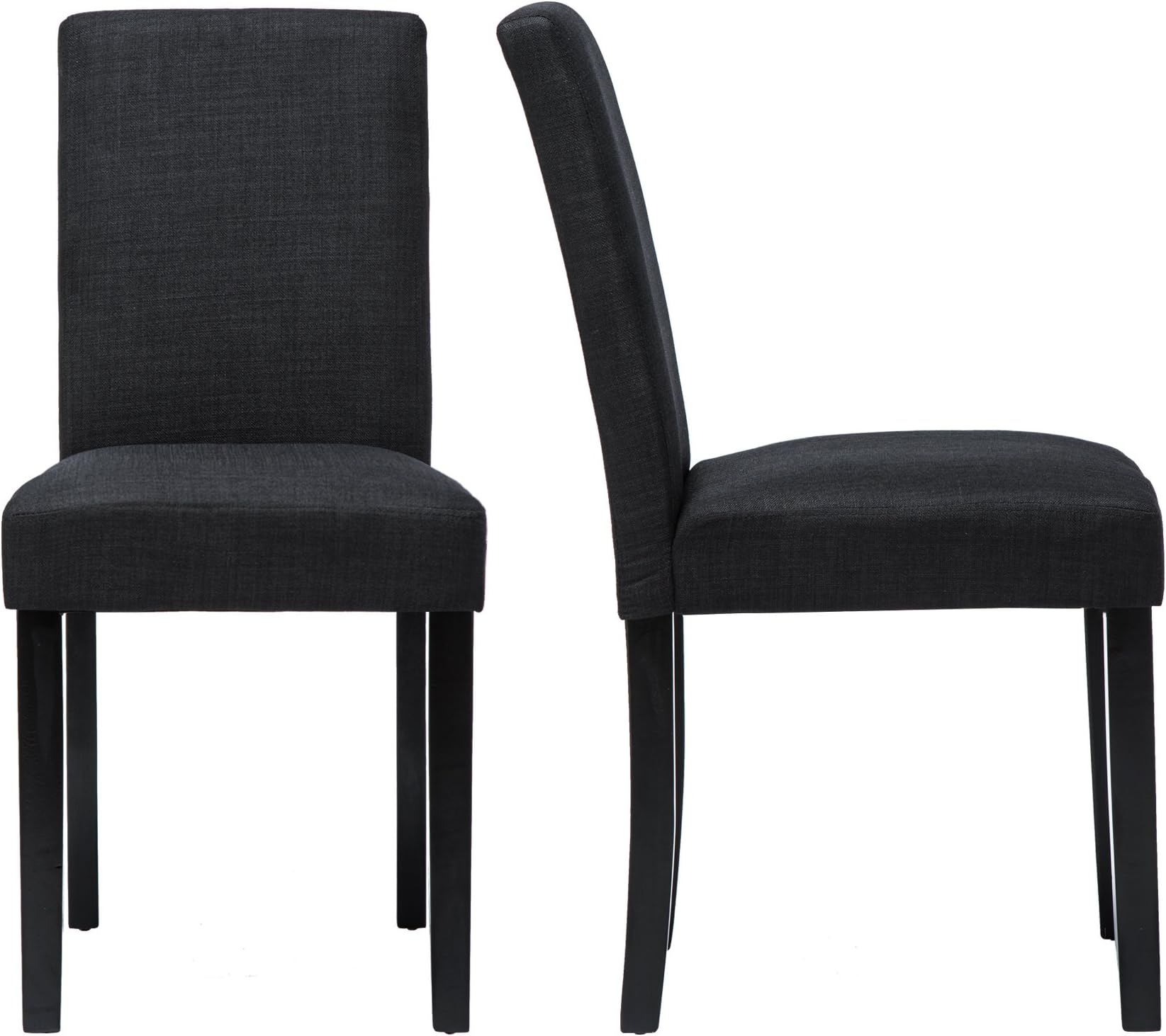 Set of 2 Modern Fabric Upholstered Dining Chairs Elegant Design Dining Room Chairs (Black Set of 2)