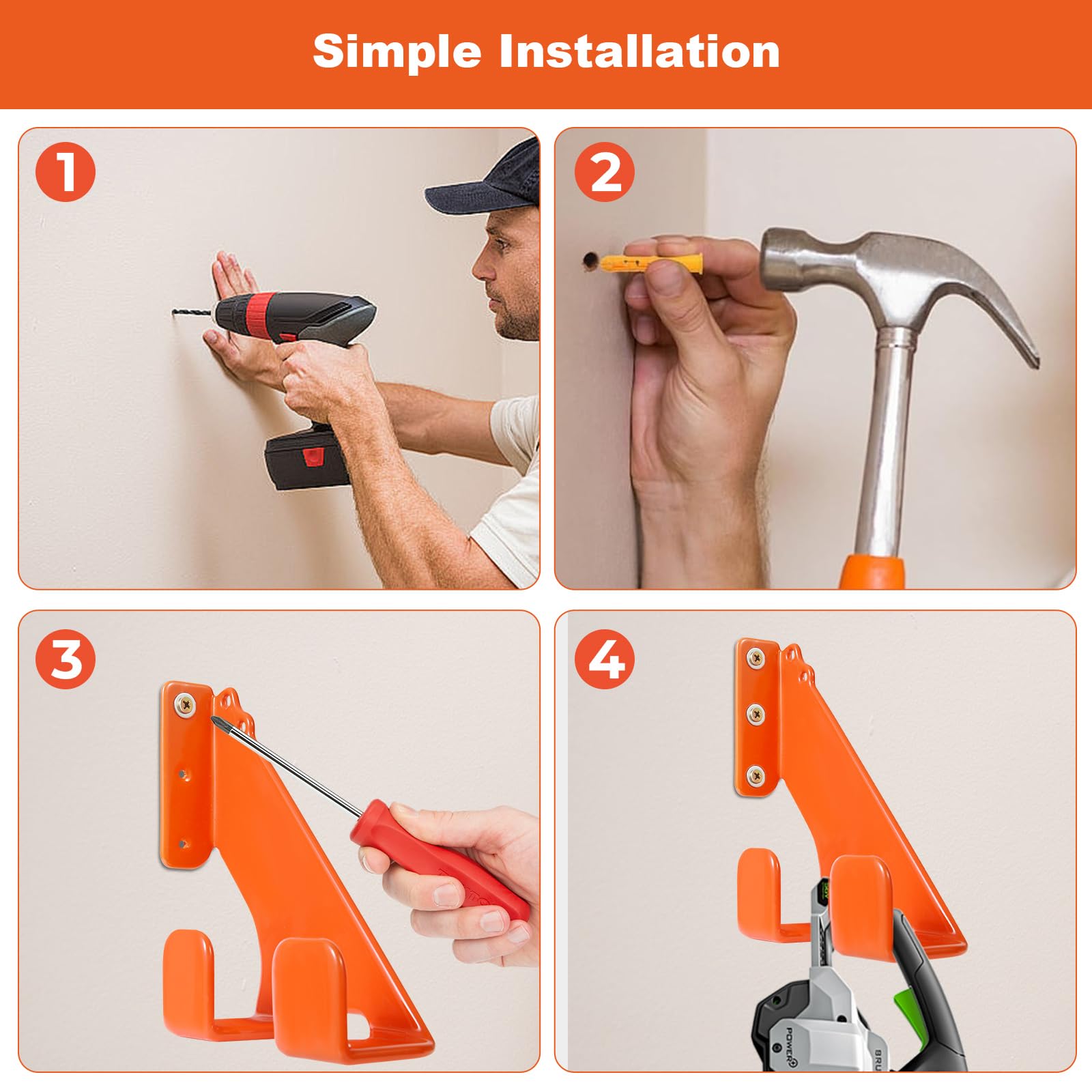 Aazon.co: 4PCS Chainsaw Holder, Chainsaw Wall Ount Holder, Garage
