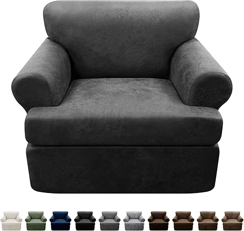 Miniatura 98 de Fundas para sillón con cojines en forma de T de 2 piezas, apariencia de cuero, funda para sofá, funda para silla, protector elástico para muebles,