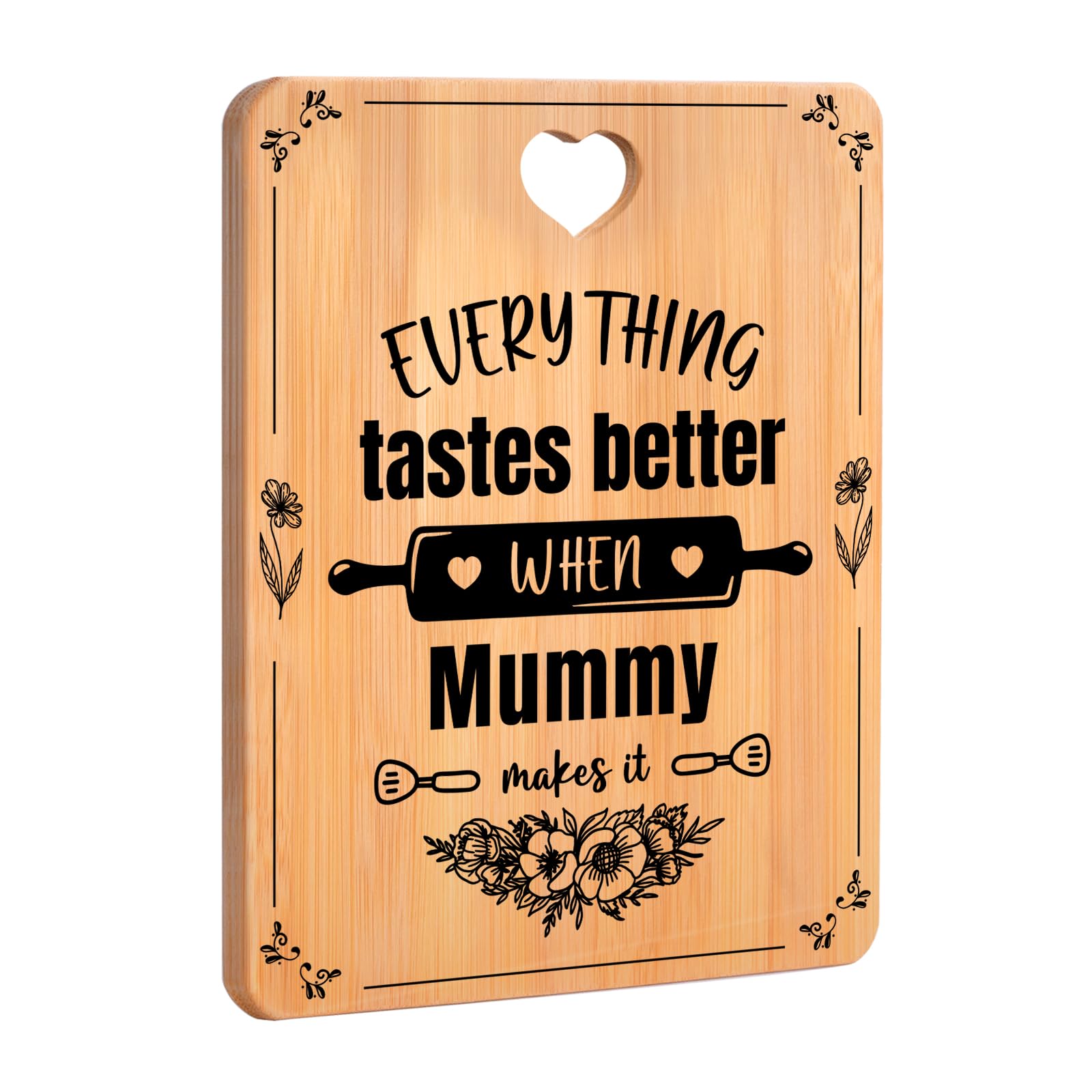 Mummy Birthday Gifts, Gifts for Mum from Daughter Son - Handmade Bamboo Cutting Board, Mummy Christmas Mothers Day Gifts, Creative Kitchen Presents for Mum
