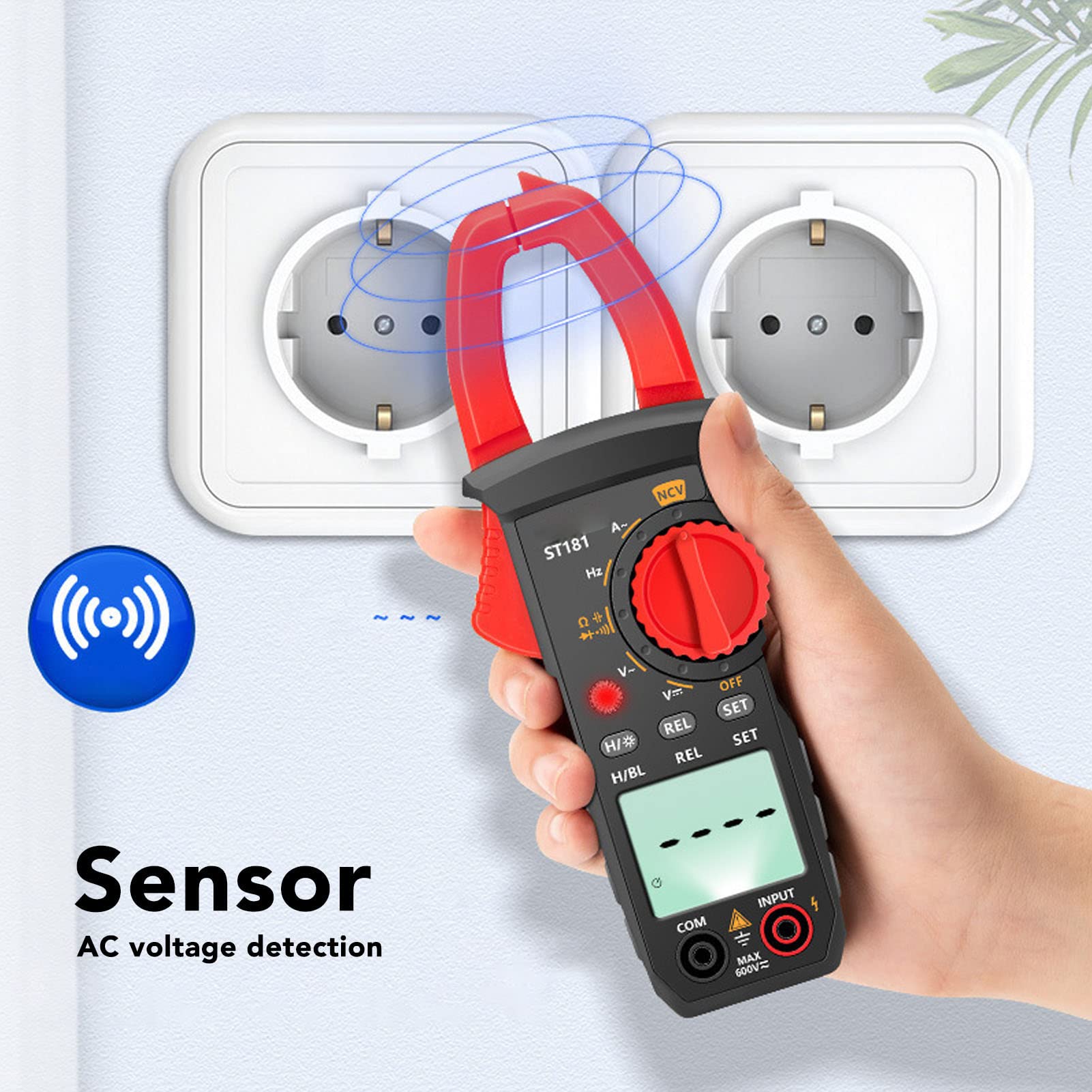 Digital Clamp Meter Multimeter ST181 Intelligent NCV Detector Accurate Measurement Faults Locate Backlit Current Clamp Voltage Tester for Cable Under 1.42in