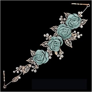 Tocados De Novia 2 colores tela de moda Rosa flor diamantes de imitación tocados de novia horquillas aleación pelo vid accesorios for el cabello de boda Adorno Pelo Novia