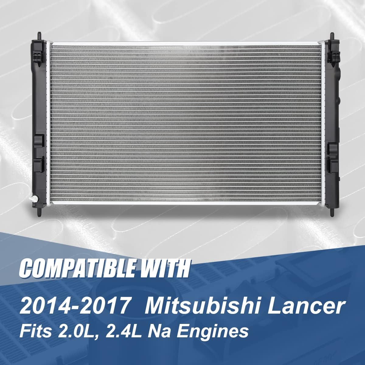 Auto Dynasty Radiator Compatible with 2014-2017 Mitsubishi Lancer 2.0L 2.4L NA AT MT, DPI 13525 Factory Style 1-Row Cooling Radiator, Aluminum Core