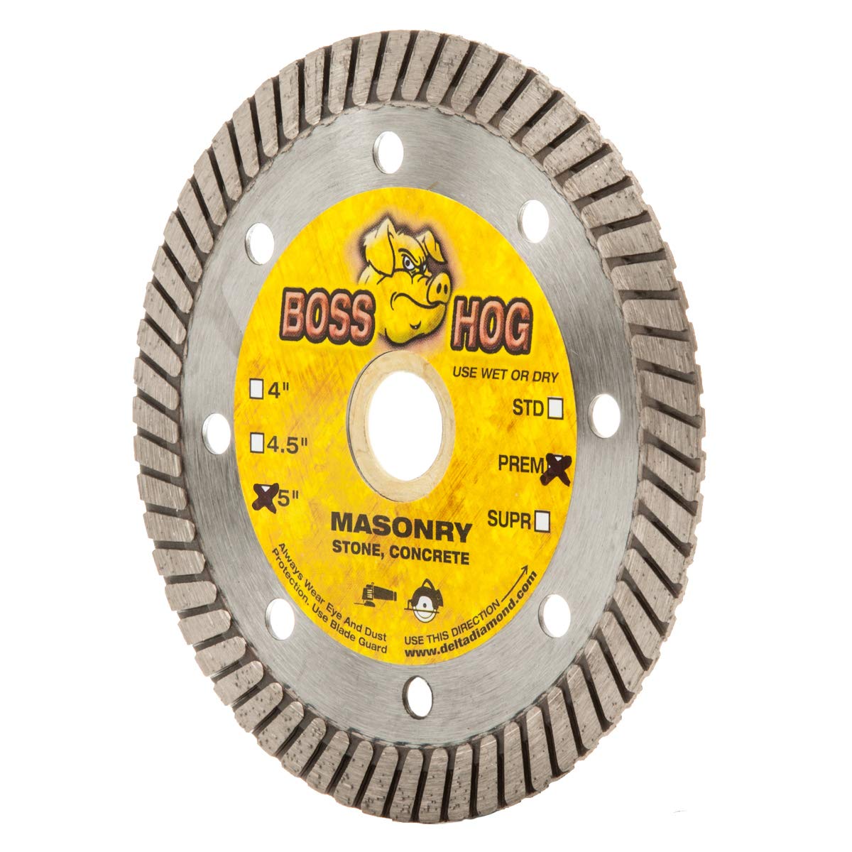 Delta Diamond Boss Hog 10 Inch Turbo Premium Diamond Blade for Masonry, Brick, Block, Pavers, Concrete, Stone, Wet/Dry Cutting, Continuous Rim (10")