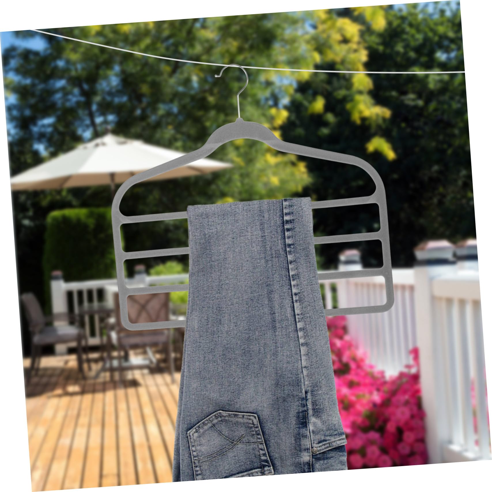 UKCOCO Perchas Multicapa de Plástico para Pantalones 10 Piezas Revestimiento de Flocking Antideslizante y Acabado Fino para Organizar Armario y Ahorrar Espacio