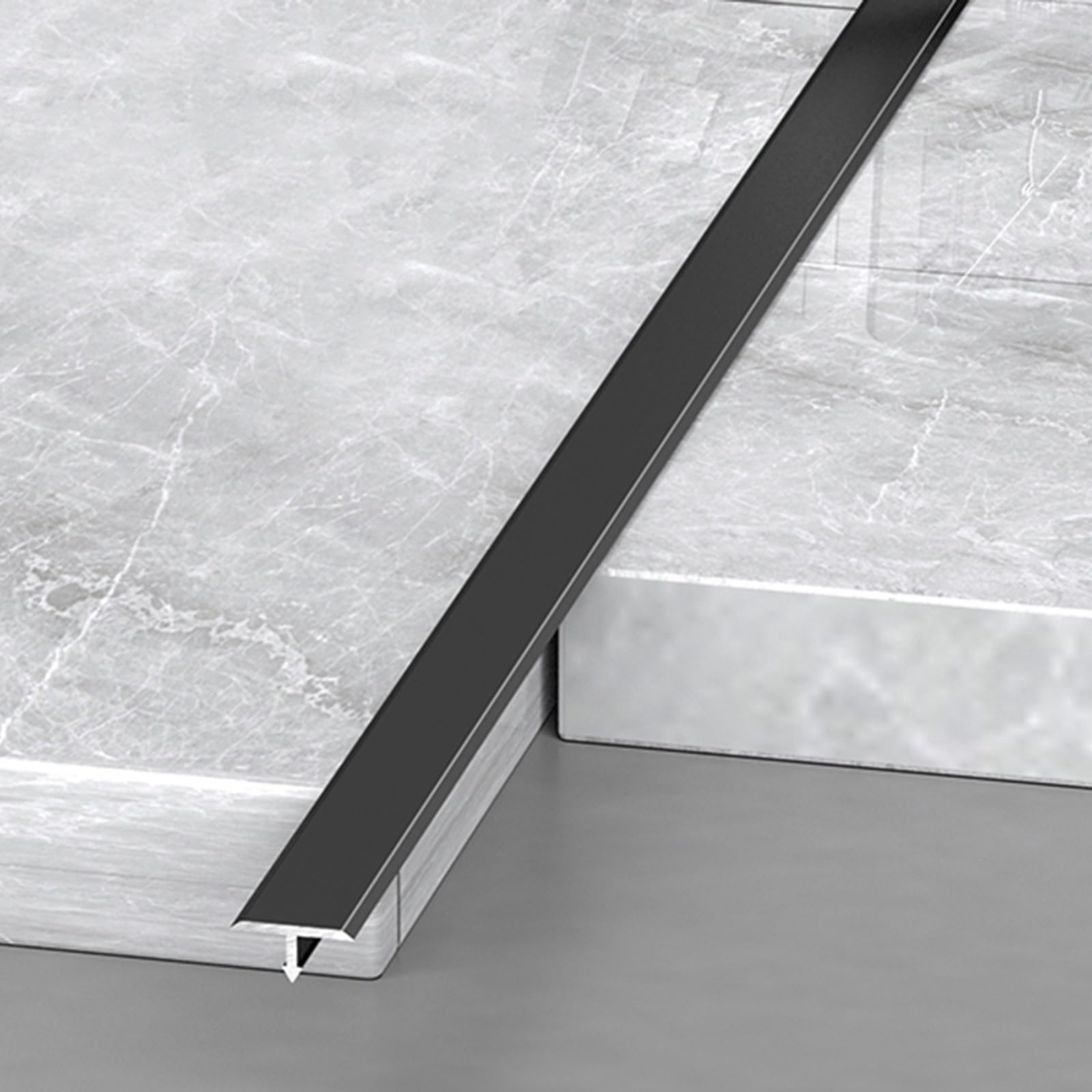 3pcs Aluminum T Molding Trim Floor Transition Strips Waterproof Door Threshold Seal Strip For Joining Gaps Laminate Planks Tiles(Black,1 * 270cm(3 * 90cm))