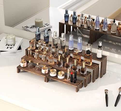 Miniatura 6 de Juego de 2 soportes de exhibición de madera escalonados para eventos de proveedores, soporte de exhibición apilable de madera para cupcakes,