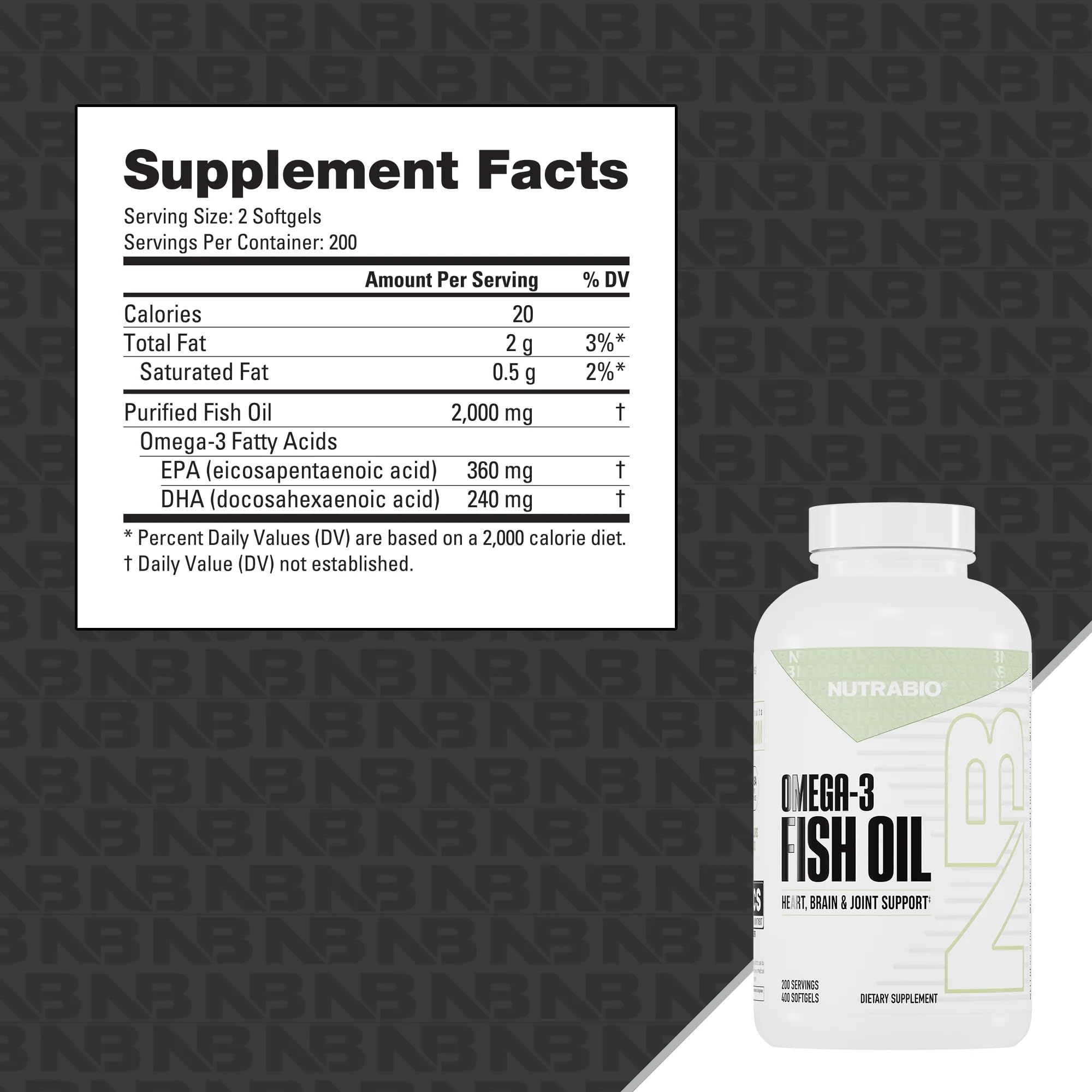 NutraBio Omega 3 Fish Oil Supplements, 2,000mg, 400 Softgels - EPA DHA Omega 3 Fatty Acid Supplement to Help Support a Healthy Heart — Amazon image 2