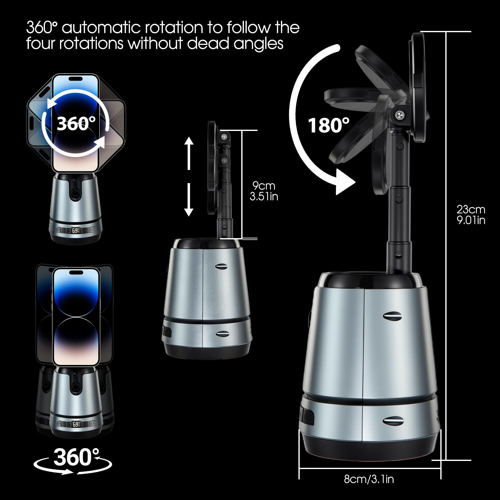 Cargador inalámbrico y soporte para teléfono (negro)