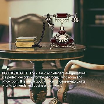 Retro Phones European Royal Dial Landline Telephone One Click Answer Clear Call Perfect for Home Office Coffee Shop Bar Decoration Desk Rotary Dial Hand Set