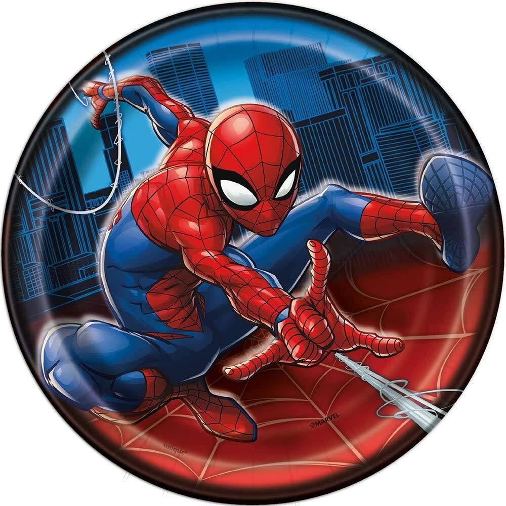 Assiettes Spider-Man de 18 cm pour anniversaire enfant et goûter sur le thème des super-héros