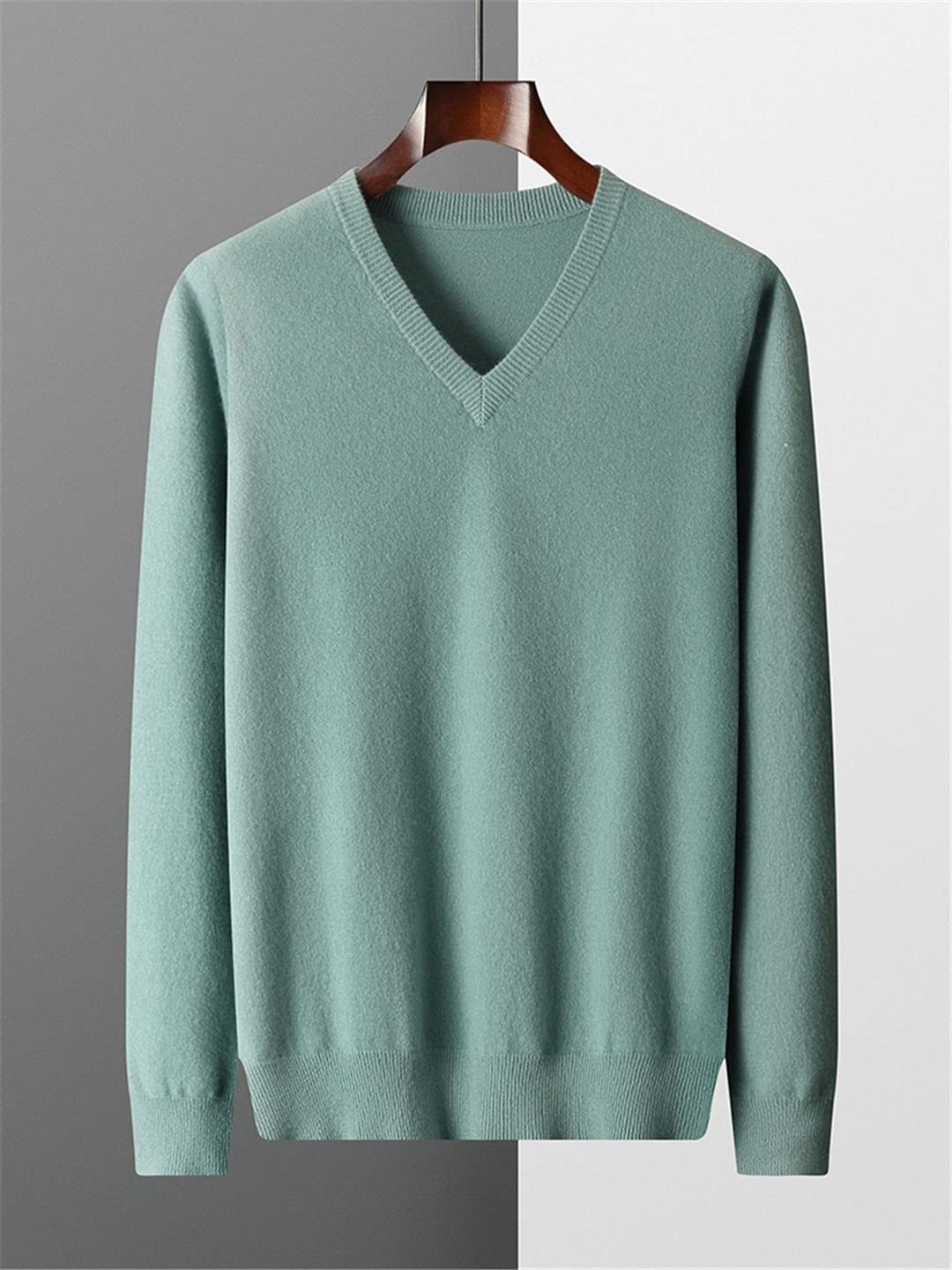 Vogrtcc Maglione in cashmere da uomo con scollo a V Pullover Top Maglione lavorato a maglia Casual Giacca in lana allentata