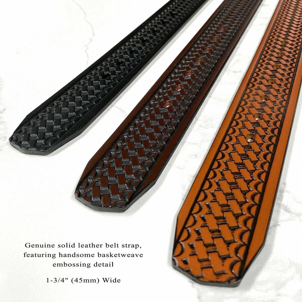 Utility Uniform Work Belt Basketweave Embossed One Piece Full Grain Belt 1-3/4"(45mm) Wide, Multi-Style Options - Image 6
