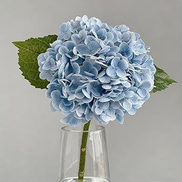 Artificial Hydrangea Flowers, 2026 New Hydrangea Artificial Flowers, Faux Hydrangea Flowers for Garden Porch Window Box Table Vase Home Indoor Outdoor Decoration 5, Light Blue