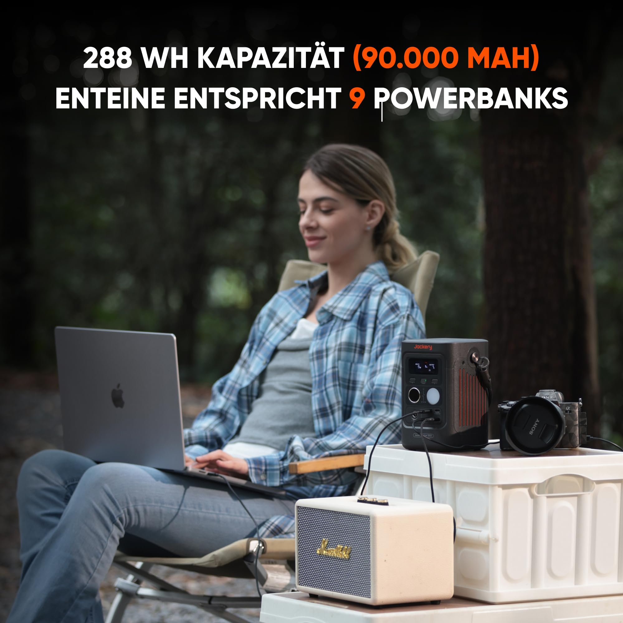 Jackery Explorer 300D Tragbare Powerstation, 288Wh LFP-Batterie, 300W DC Power, 2x USB-C bis 140W, leichter & kompakter Solargenerator für Camping, Reisen & Wohnmobile