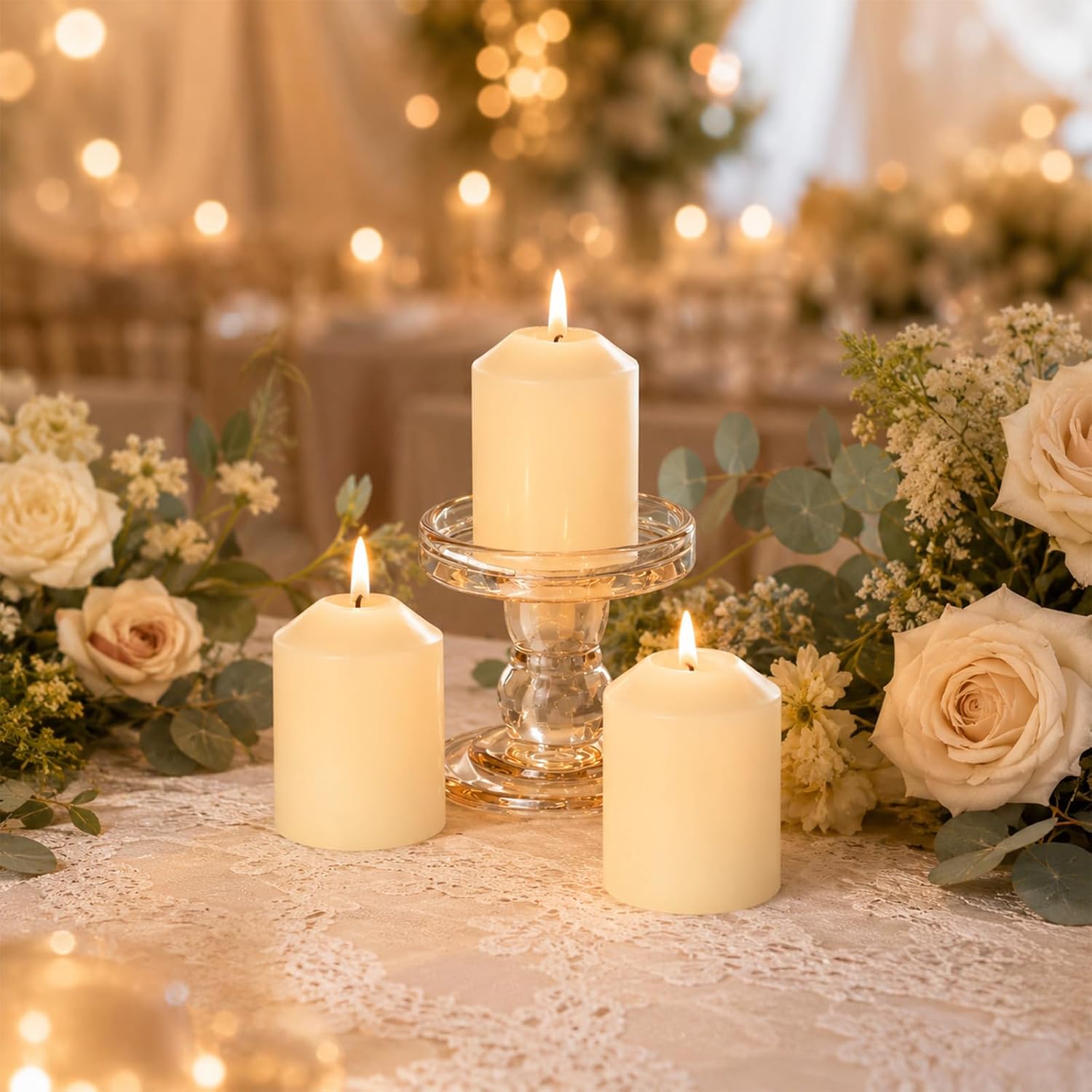Pillar Candles Ivory Bulk 2x3Inch Unscented Candle for Votive 12Pack