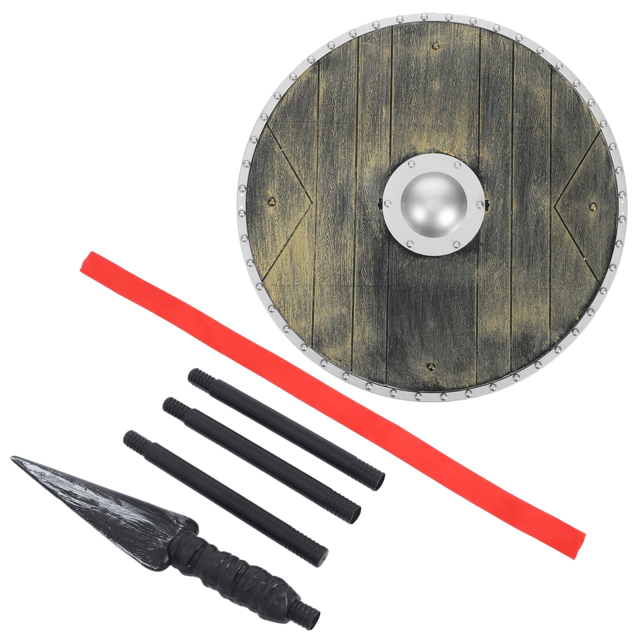 Ensemble d'accessoires de Cosplay : Lance médiévale en Plastique et Bouclier de Pirate. Décoration idéale pour Halloween ou pour des Jeux de rôle.